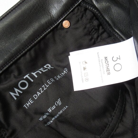 NWT Mother Dazzler Skimp in Wax On Wax Off Black Faux Leather Stretch Pants 30 - Picture 7 of 10